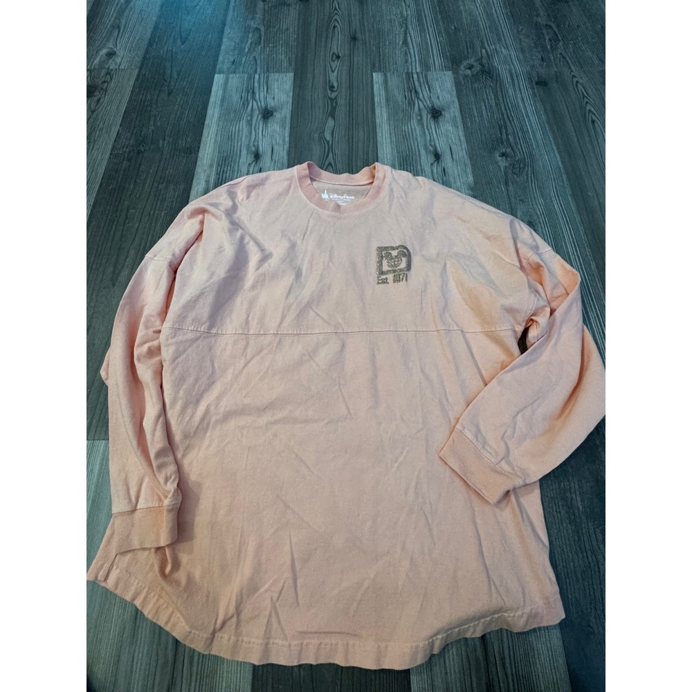 Disney Parks Spirit Jersey Walt Disney World Peach Gold Glitter Logo Large